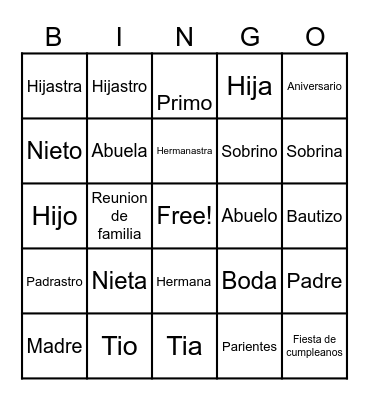 La Familia Bingo Card