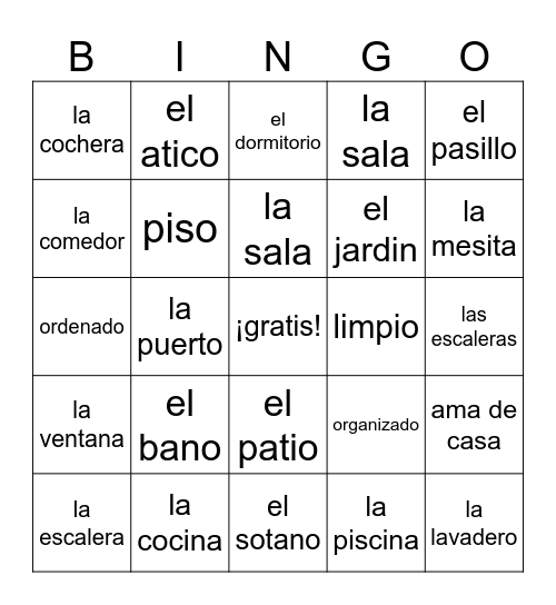 La Casa Bingo Card