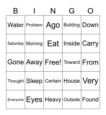 ECRI Unit 4 Bingo Card