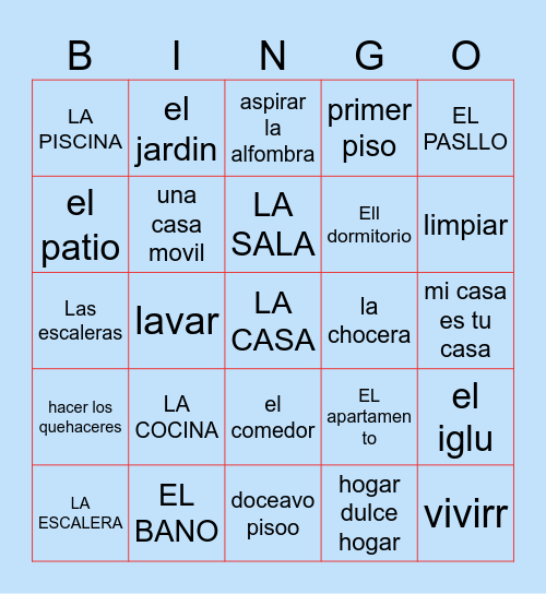 LAAAA CASAAA Bingo Card