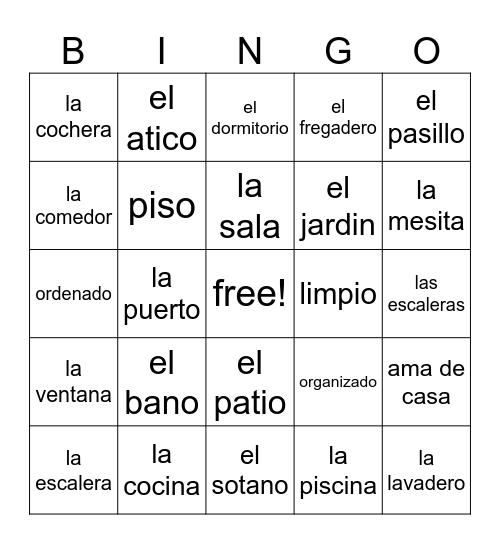 La Casa Bingo Card