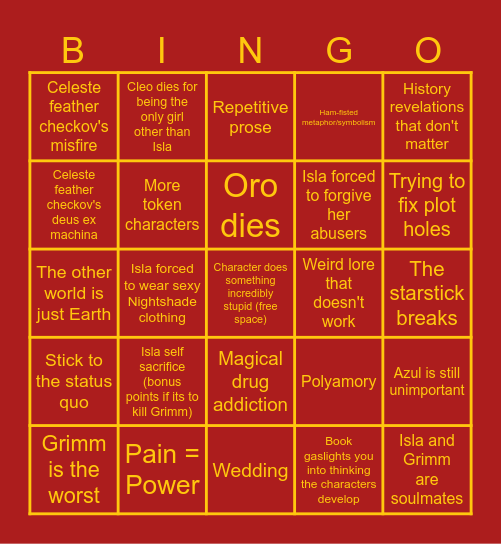 Lightlark Book 3 Bingo Card