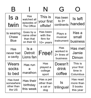 Find Someone Who... Bingo Card