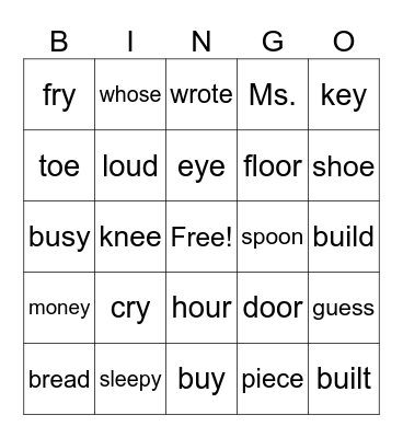 Sight Word BINGO Extension Bingo Card