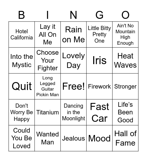 Boogie Bingo Card