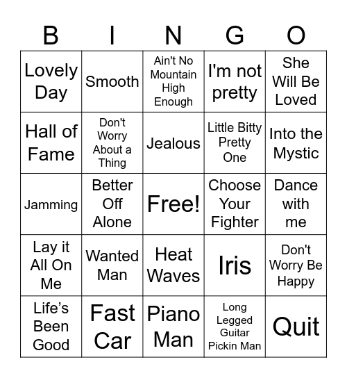 Boogie Bingo Card