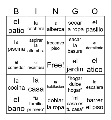 la casa Bingo Card
