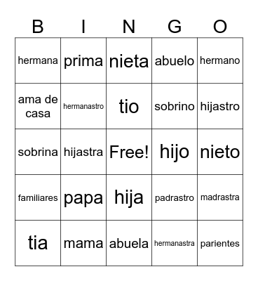 Family cards e Bingo Card