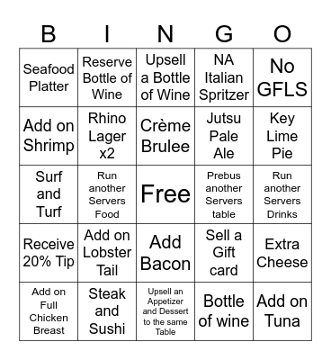 Server BINGO Card