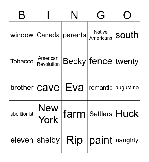 American Literature-1 Bingo Card