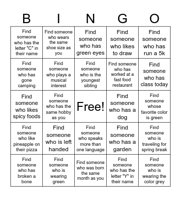 Human BINGO Card