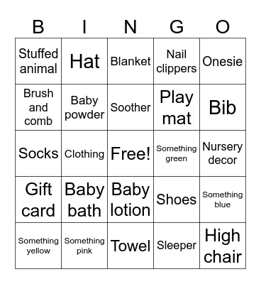 Baby Shower Bingo Card
