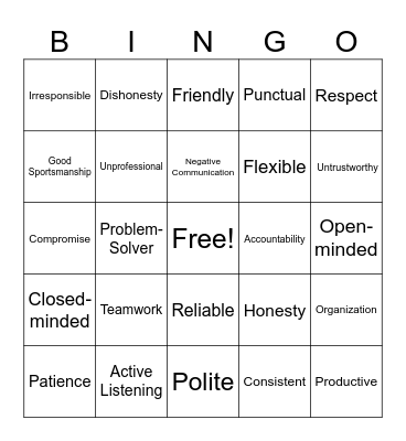 Teamwork Makes the Dream Work! Bingo Card
