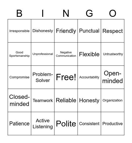 Teamwork Makes the Dream Work! Bingo Card