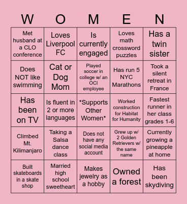 International Women's Day "Bingo" Bingo Card