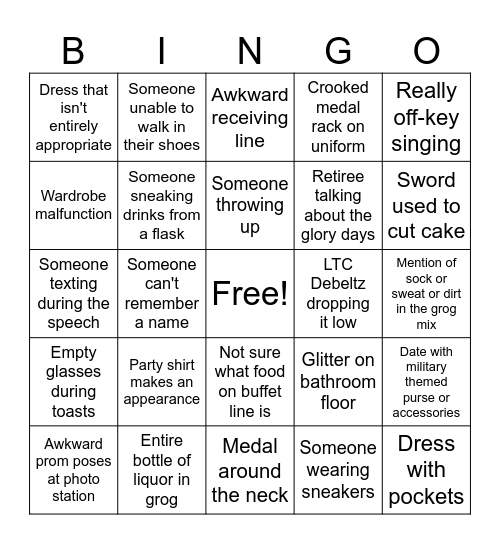 Military Ball Bingo! Bingo Card