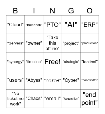 Information Technology Meeting Bingo Card