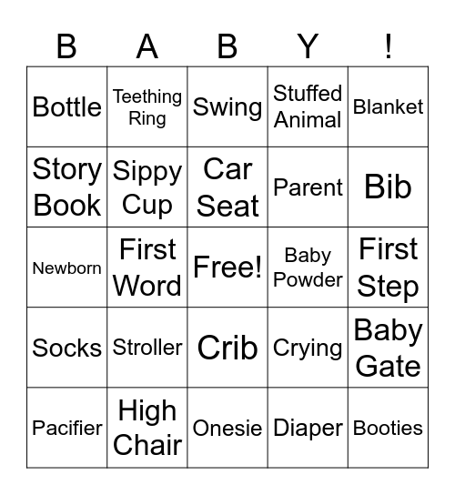 Baby Bingo! Bingo Card