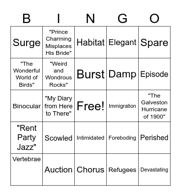 Mount Rose (MD) Achievement Academy Vocabulary Bingo Card
