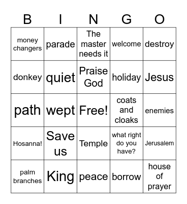 Palm Sunday Bingo Card