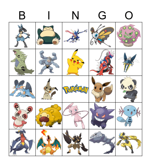 Pokémon Bingo Card
