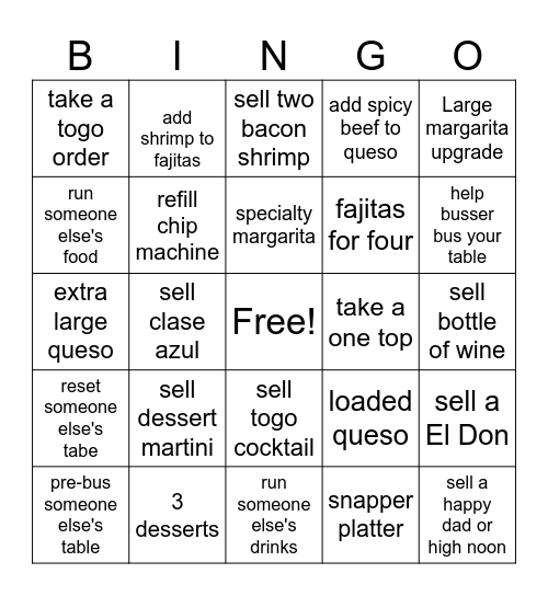 Juanita's Bingo Card