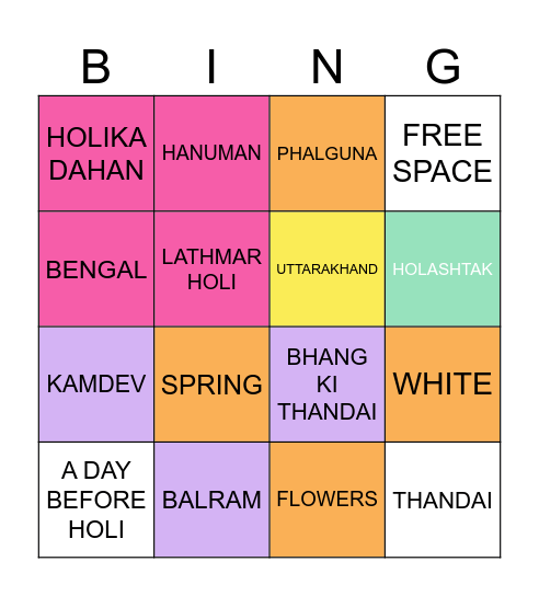 2024 Holi Trivia Bingo! Bingo Card