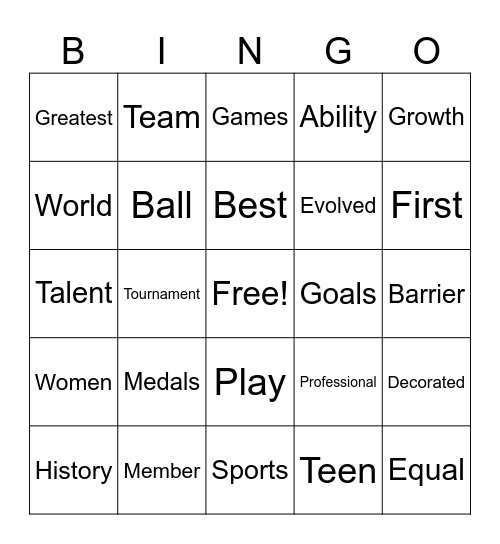 Women in Sports History Bingo Card