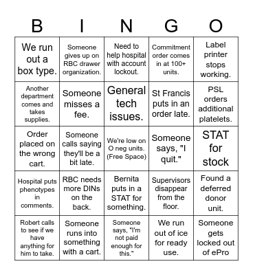 HS Bingo Card