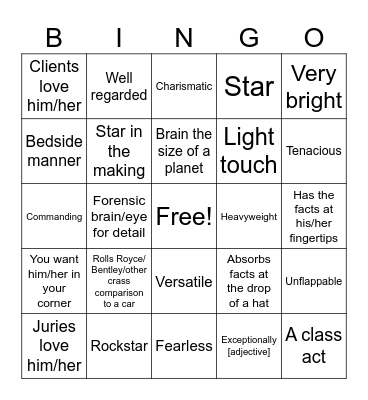 Legal Directories Bingo Card