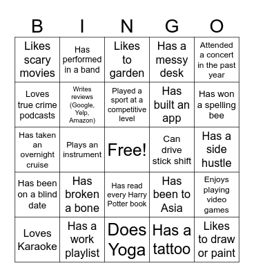 Bingo Connections Bingo Card