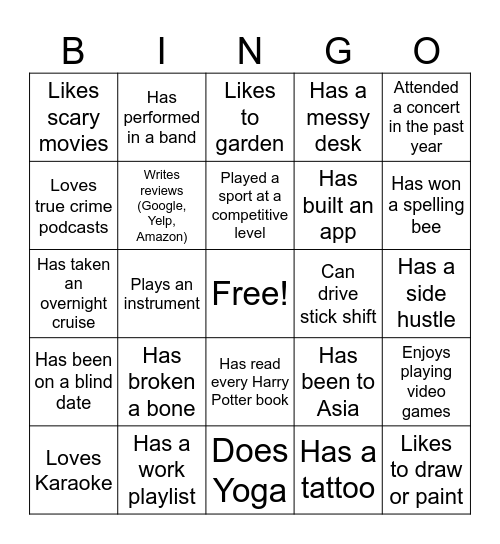 Bingo Connections Bingo Card