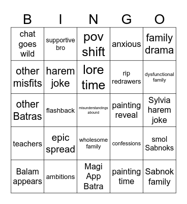 Dating your sister Bingo Card