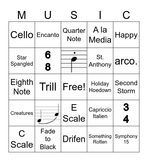 Orchestra Bingo! Bingo Card