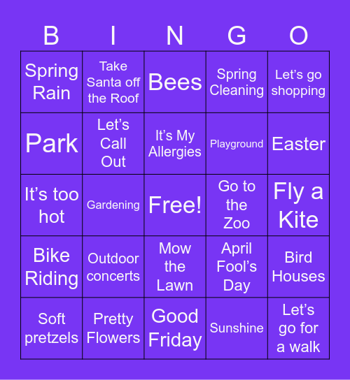 Spring Time! Bingo Card