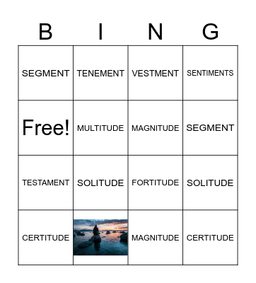 Vocabulary Bingo Card