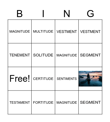 Vocabulary Bingo Card