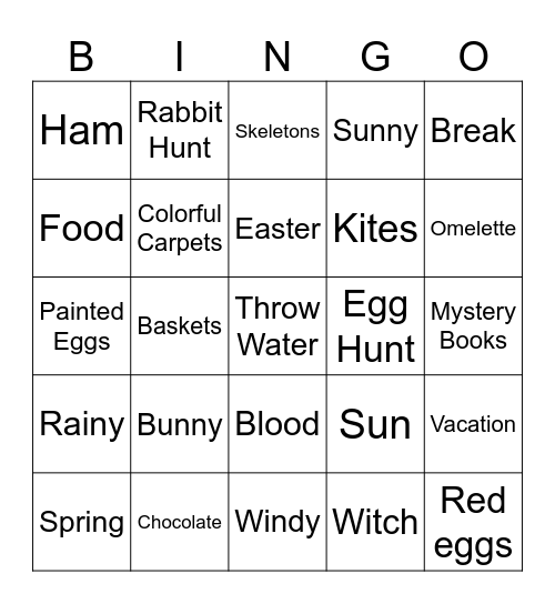 Easter Bingo Card
