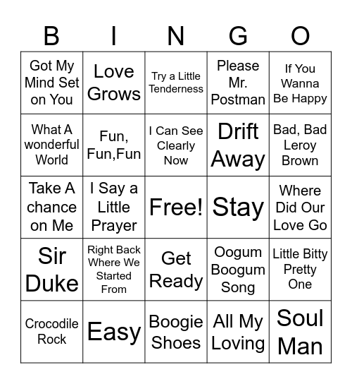 Springtime Music Bingo Card