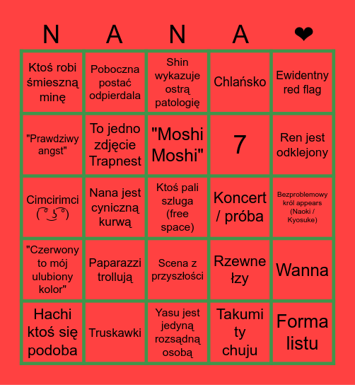 Nana bingo! Bingo Card