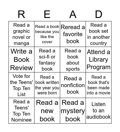 Read for the Win! Bingo Card