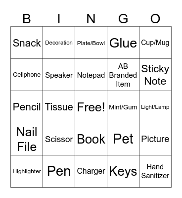 Desk Bingo Card