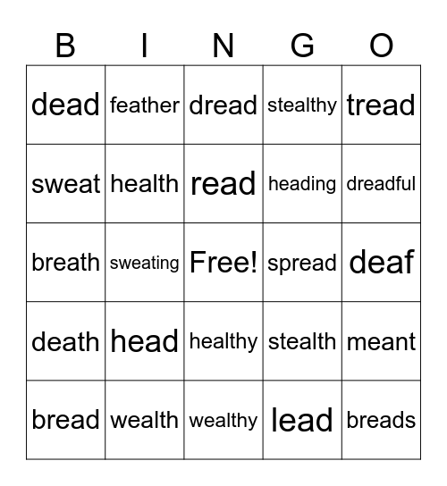 ea says /e/ BINGO Card