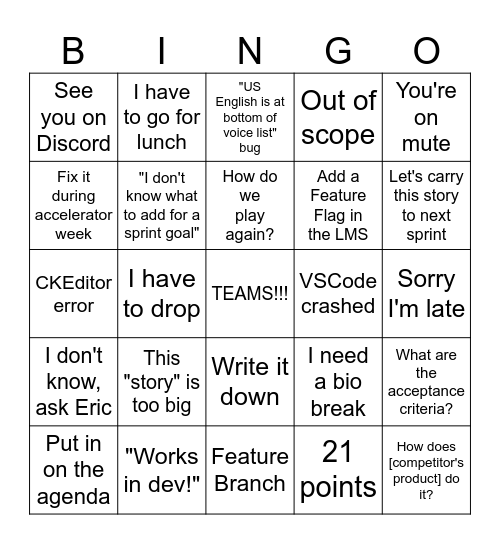 Creators of Awesome Bingo Card