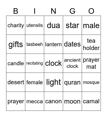 Ramadan Bingo Card