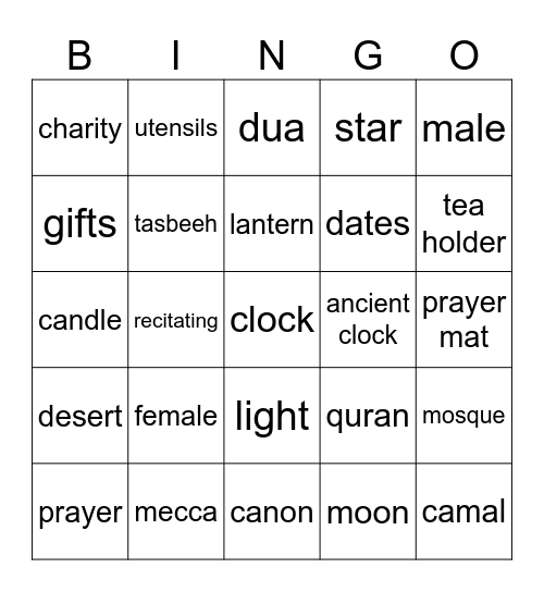 Ramadan Bingo Card