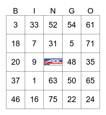 BINGO FOR A CAUSE Bingo Card