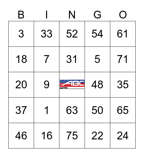 BINGO FOR A CAUSE Bingo Card