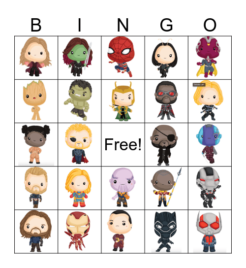 Avengers Bingo Card