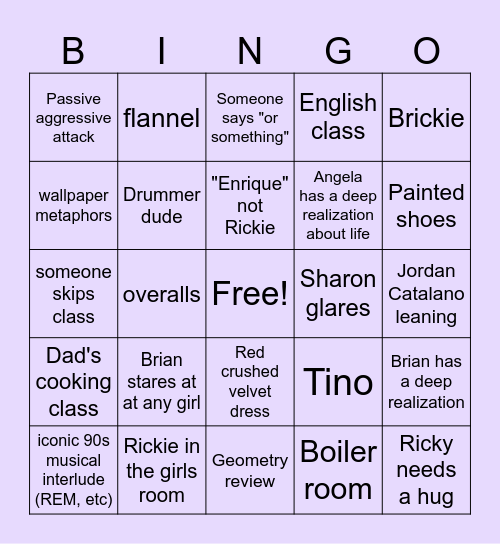 My So-Called Bingo 5 Bingo Card